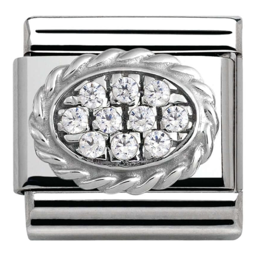 Classic Silver Set Pave CZ Link with White Stones