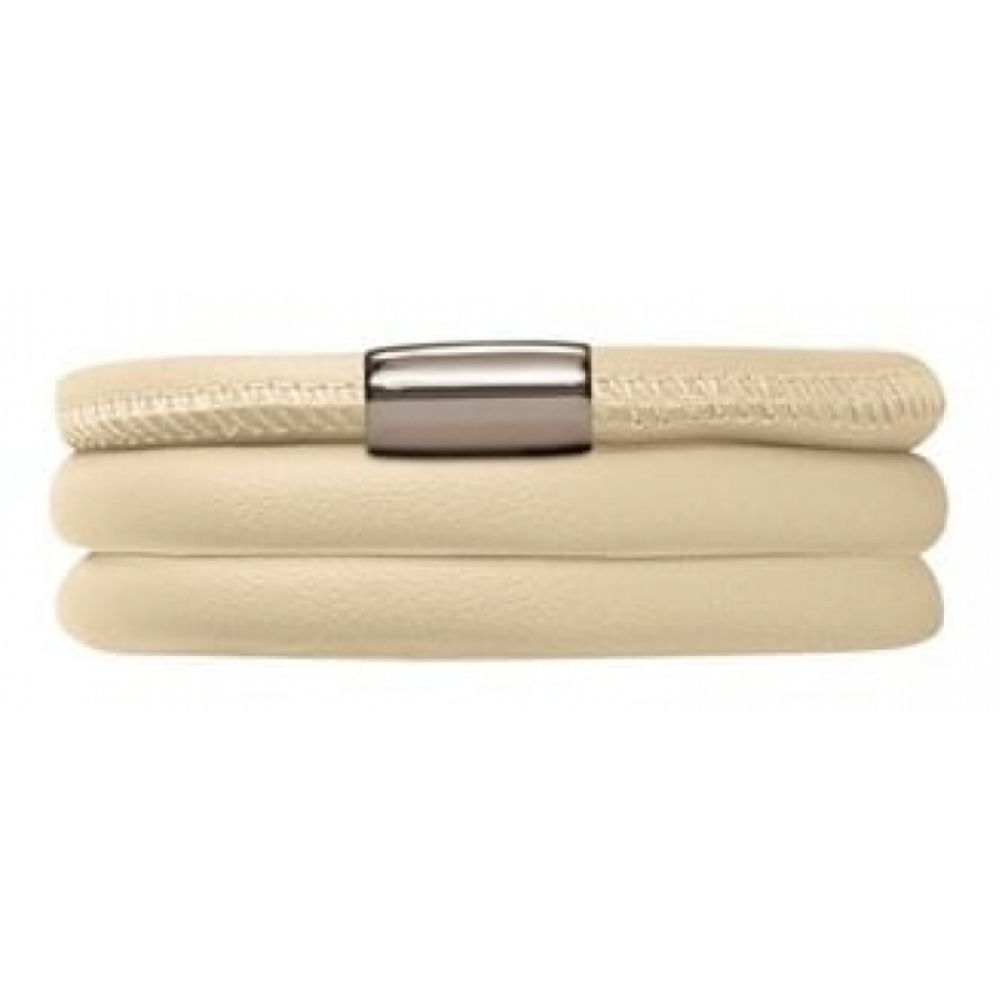 Triple Leather Band Cream Bracelet