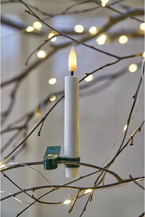 Set of 8 Mini Tree Candles With Clips 12cm (White)