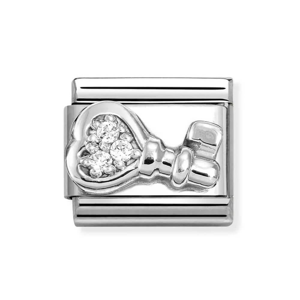 Composable Classic Steel Link With Key Symbol In 925 Silver & CZ