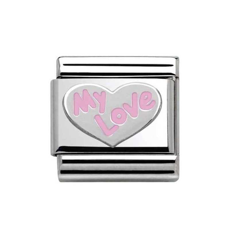 Composable Classic Silver Pink My Love Heart Link
