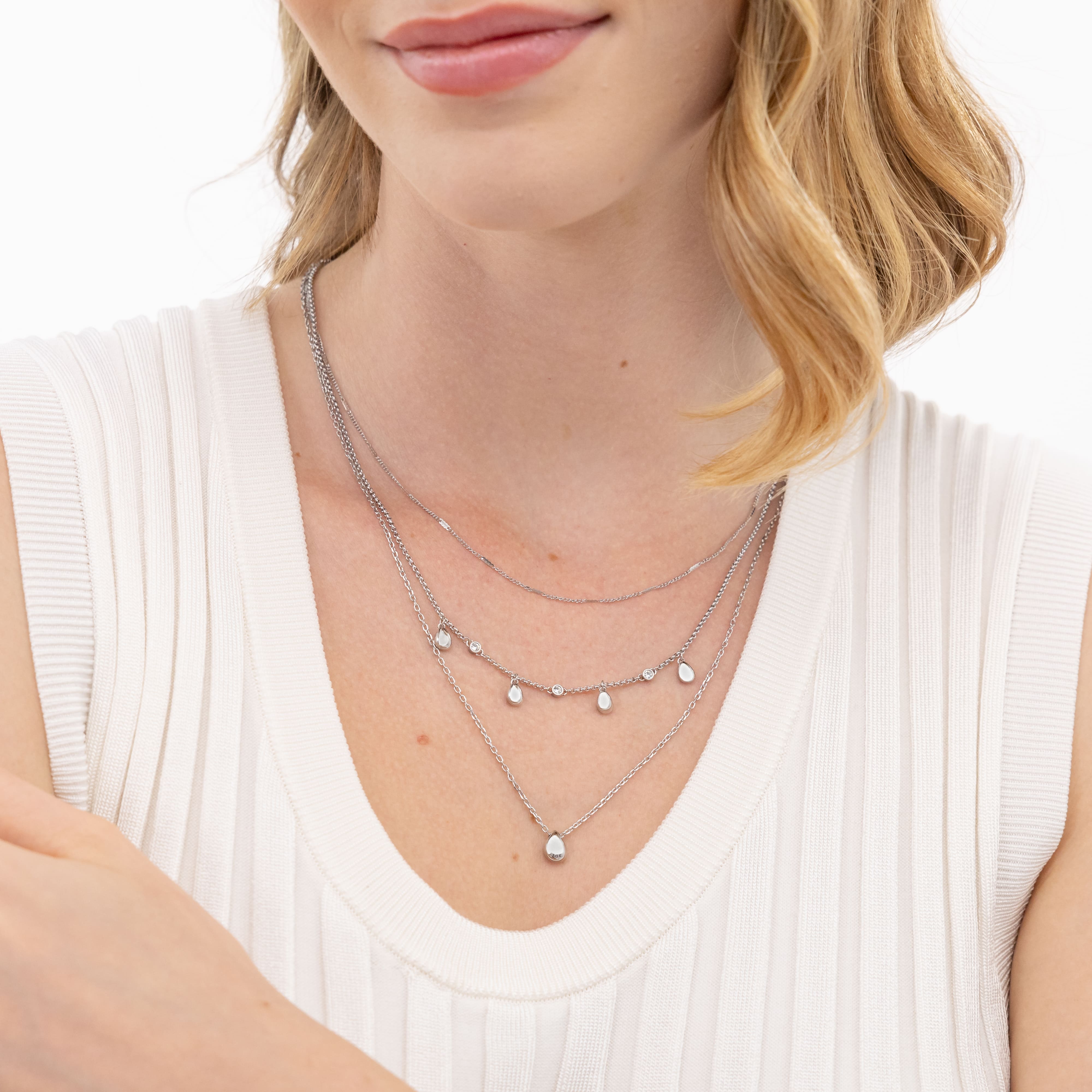 Selena Teardrop Crystal Stainless Steel Necklace