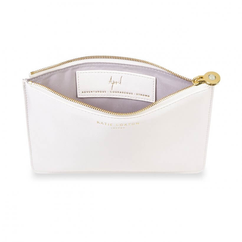 Birthstone Perfect Pouch | April | Rock Crystal | White