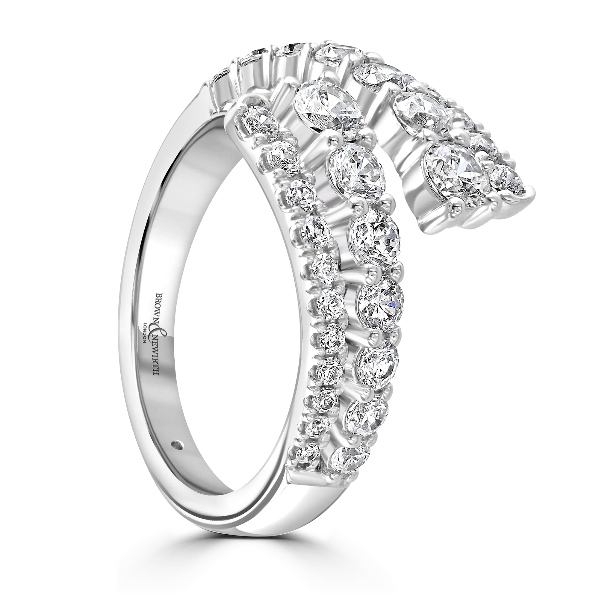 Bypass/Crossover Round Brilliant Cut Dress Platinum Ring