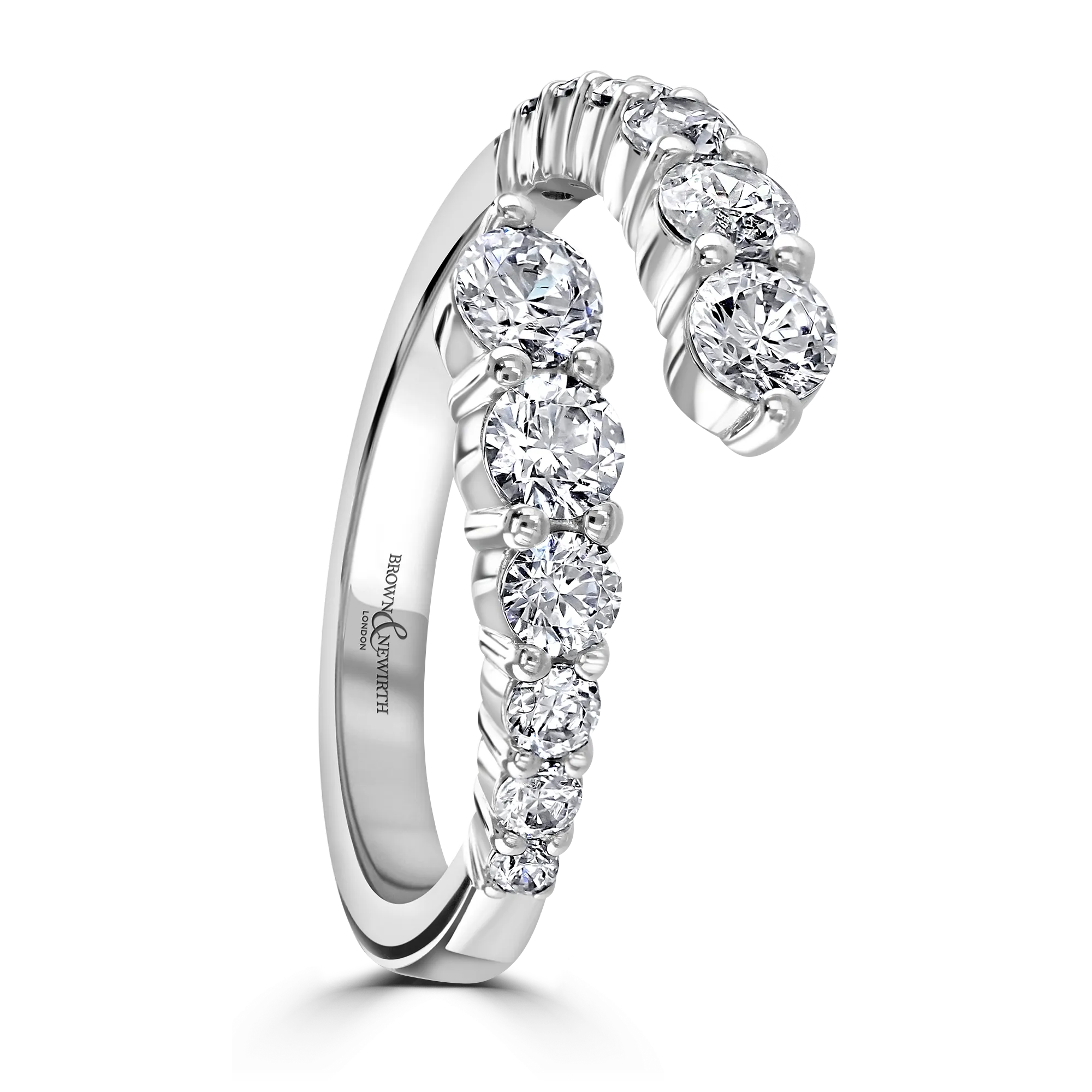 Round Brilliant Cut Crossover Dress Platinum Ring