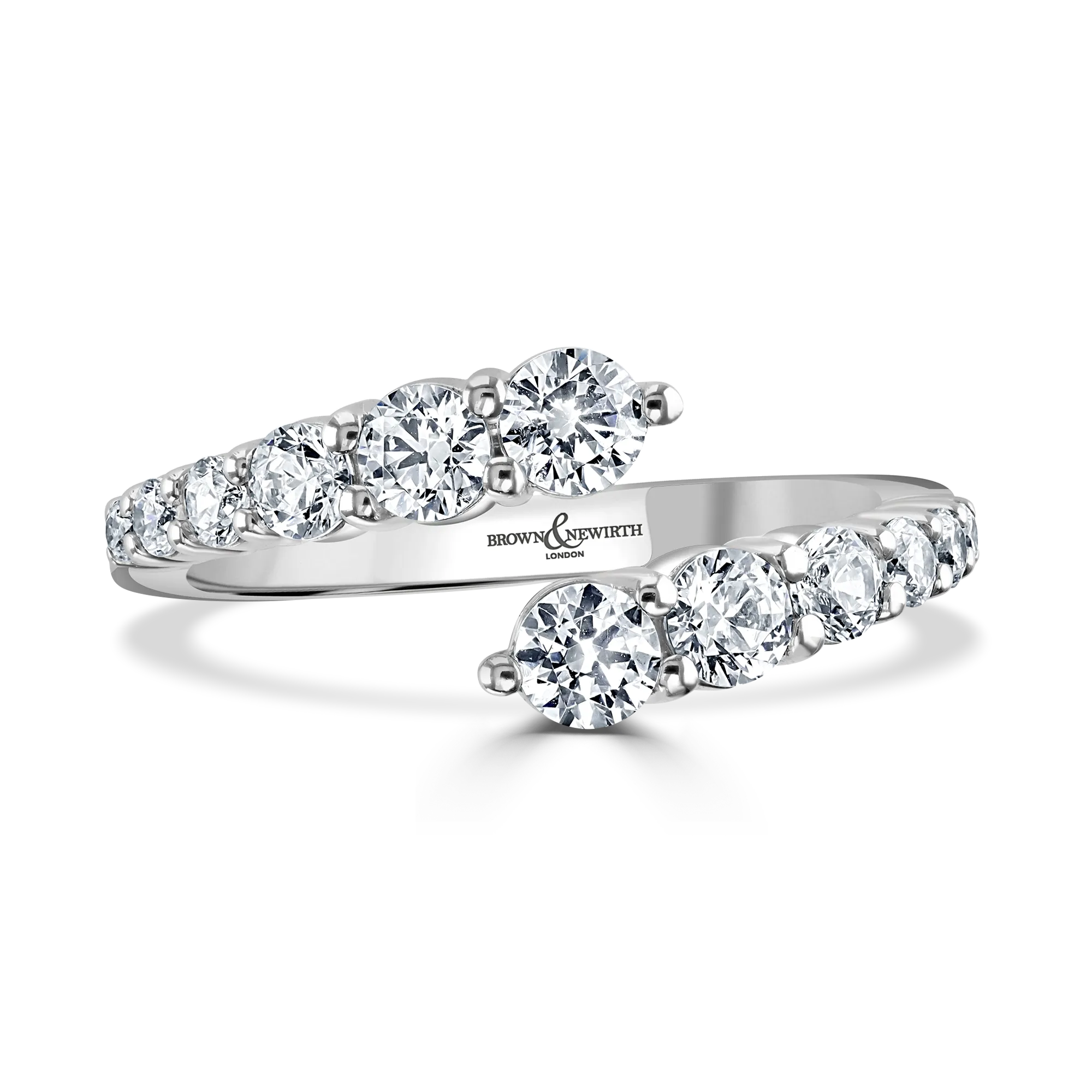Round Brilliant Cut Crossover Dress Platinum Ring