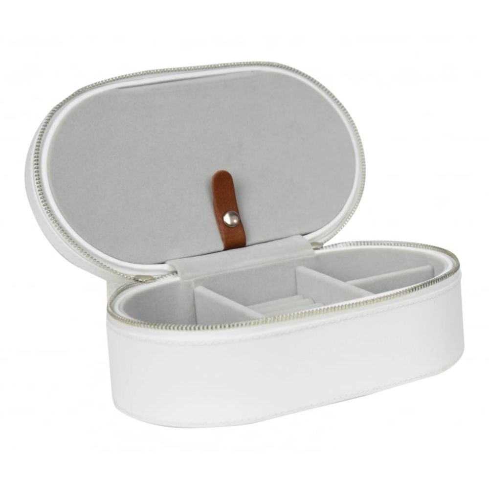 White Leather Large Travel Jewellery Box