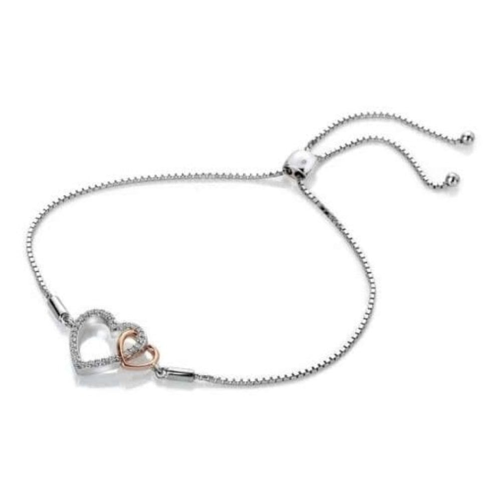 Togetherness Open Heart Bracelet Rose Gold Plate Accents
