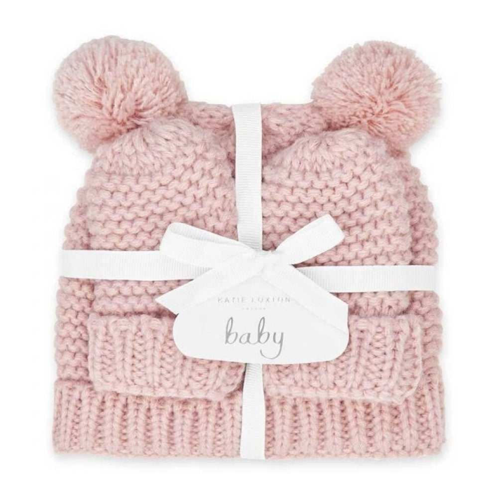 Baby Hat and Mittens Set 0-6 Months | Pink