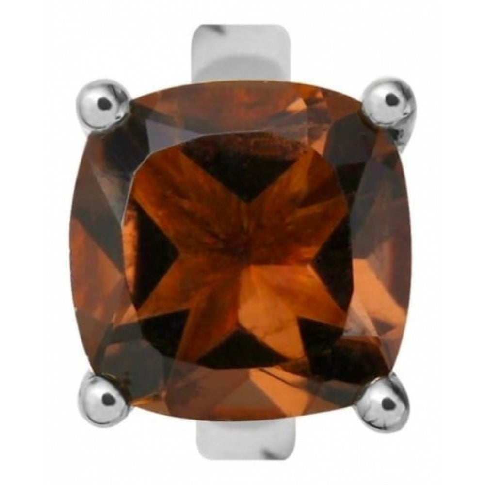 Sterling Silver Square Smokey Quartz Charm