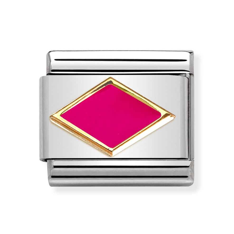 Classic Link In 18K Gold With Fuchsia Rhombus