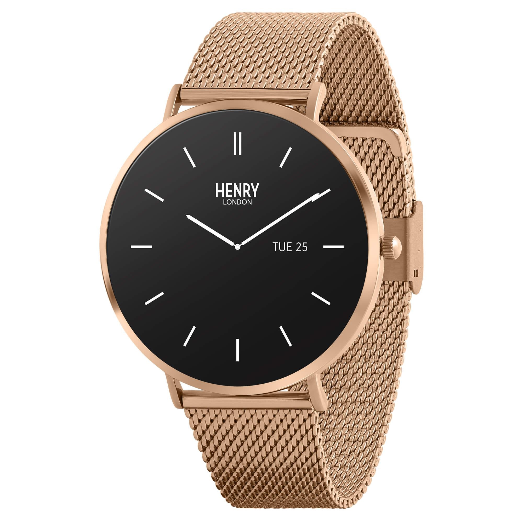 Smart Amoled Rose Gold Mesh Strap Watch