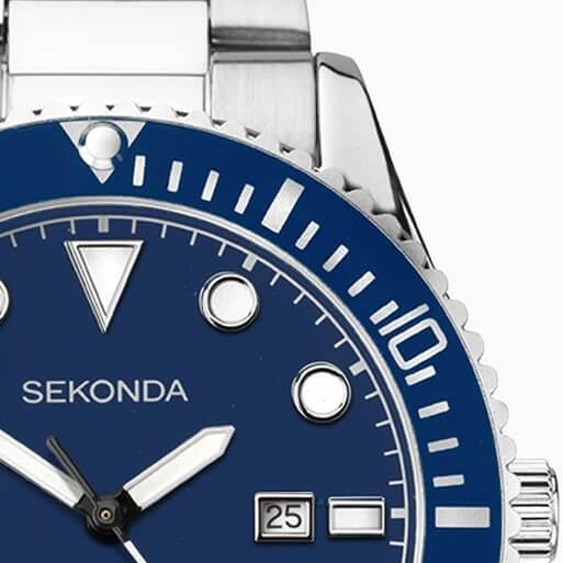 Silver Case & SS Bracelet With Blue Dial Ocean Men's Watch