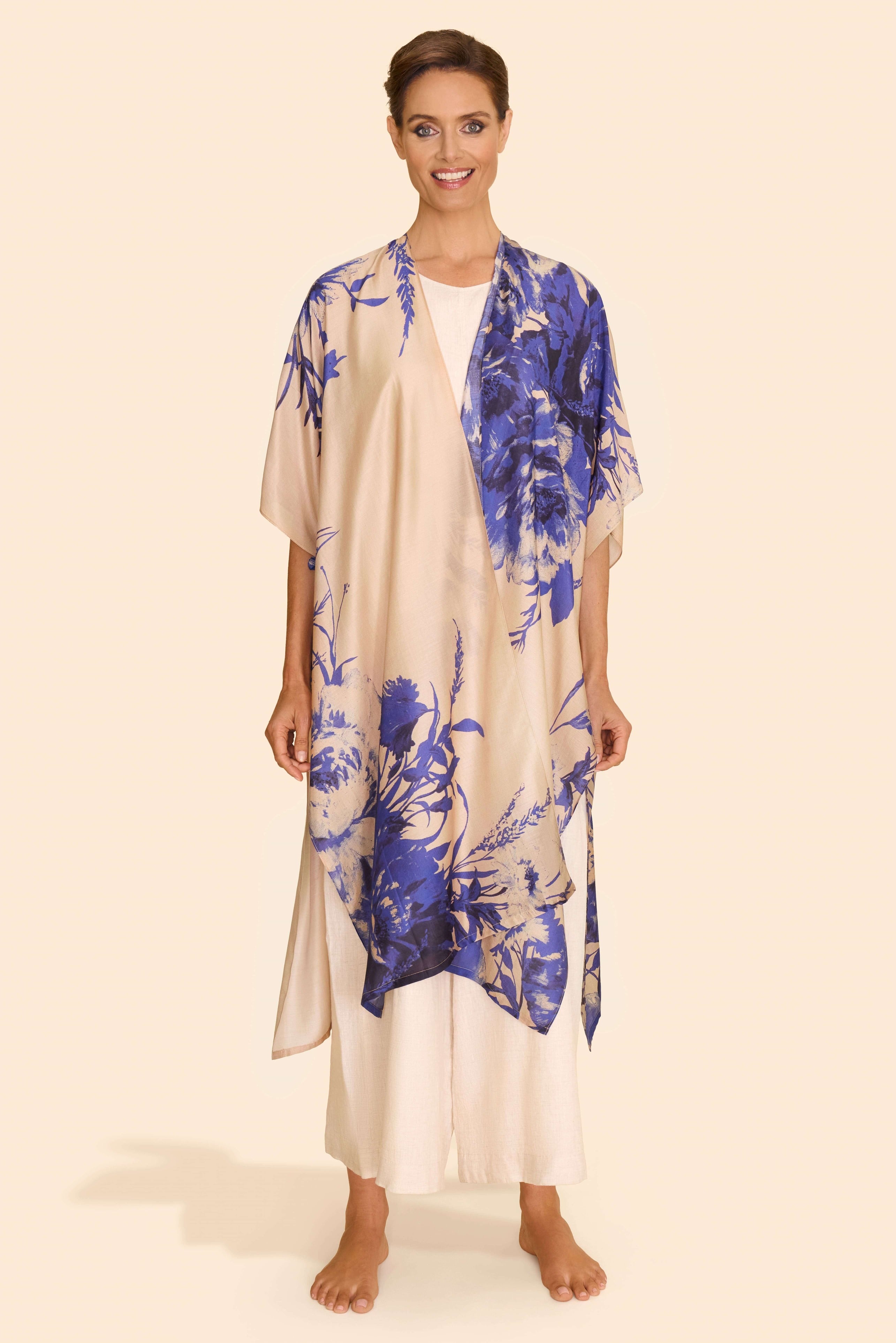 China Blue Blooms Beach Wrap Around