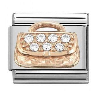 Composable Classic 9k Rose Gold CZ Handbag Link
