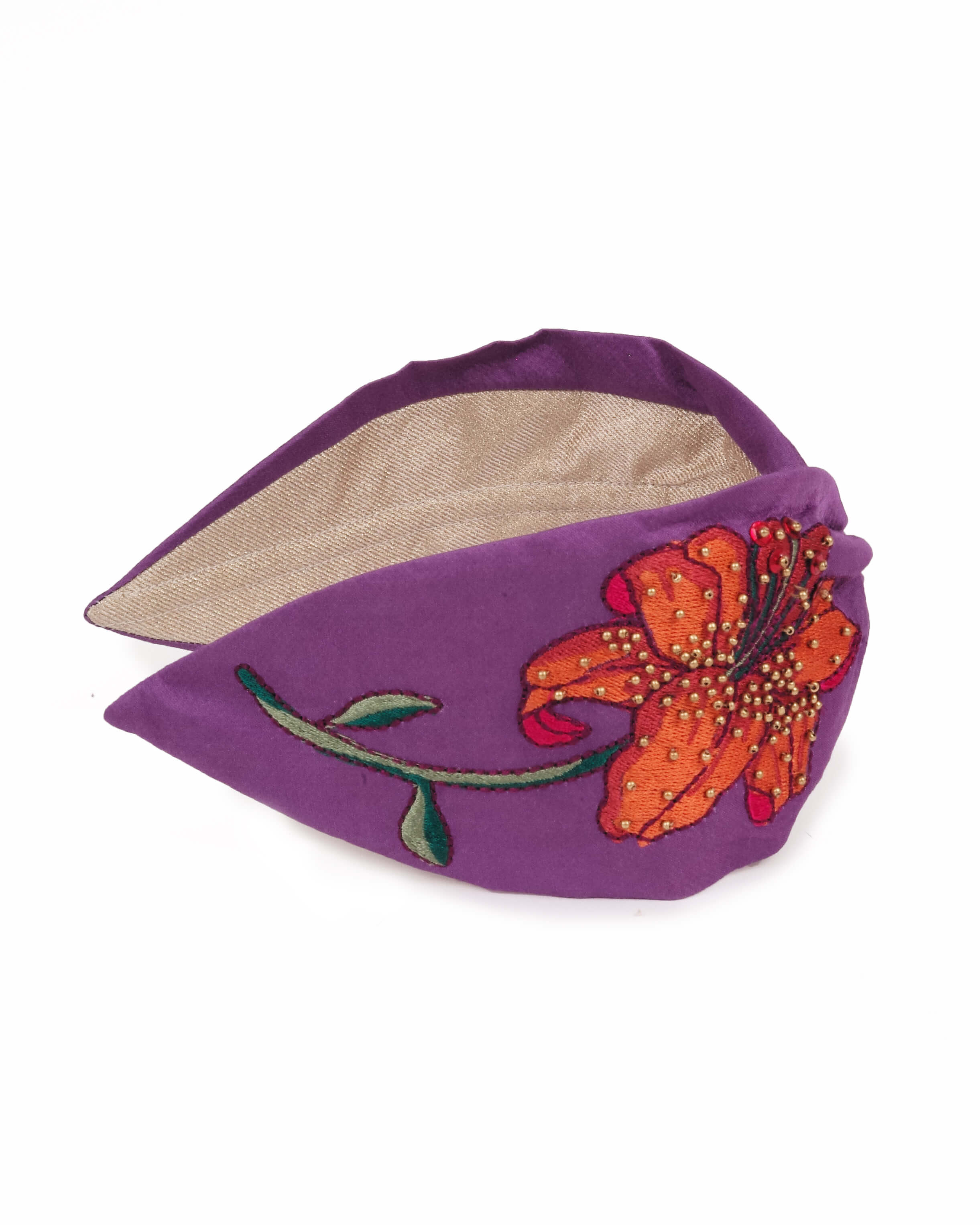 Embroidered Headband Lilac Lily