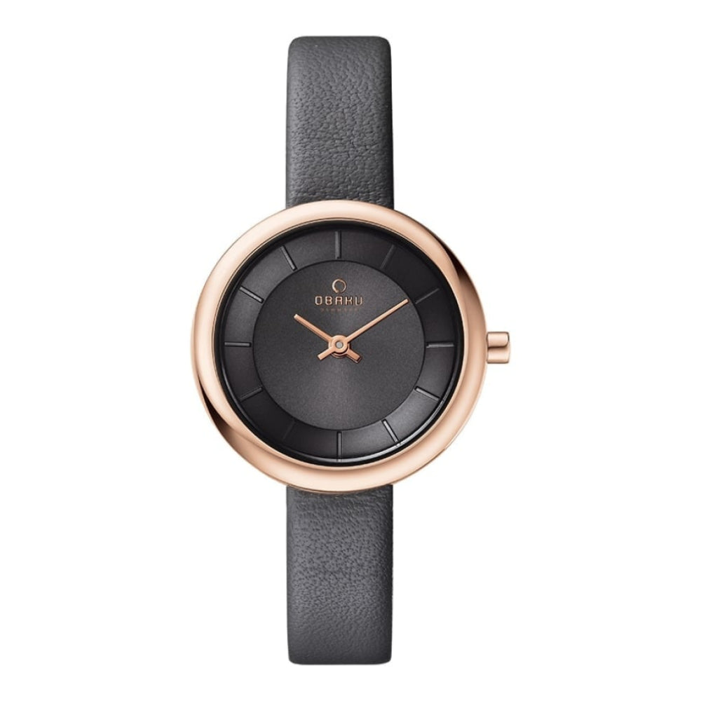 STILLE - PEBBLE Rose Gold Plated Leather Calf Watch