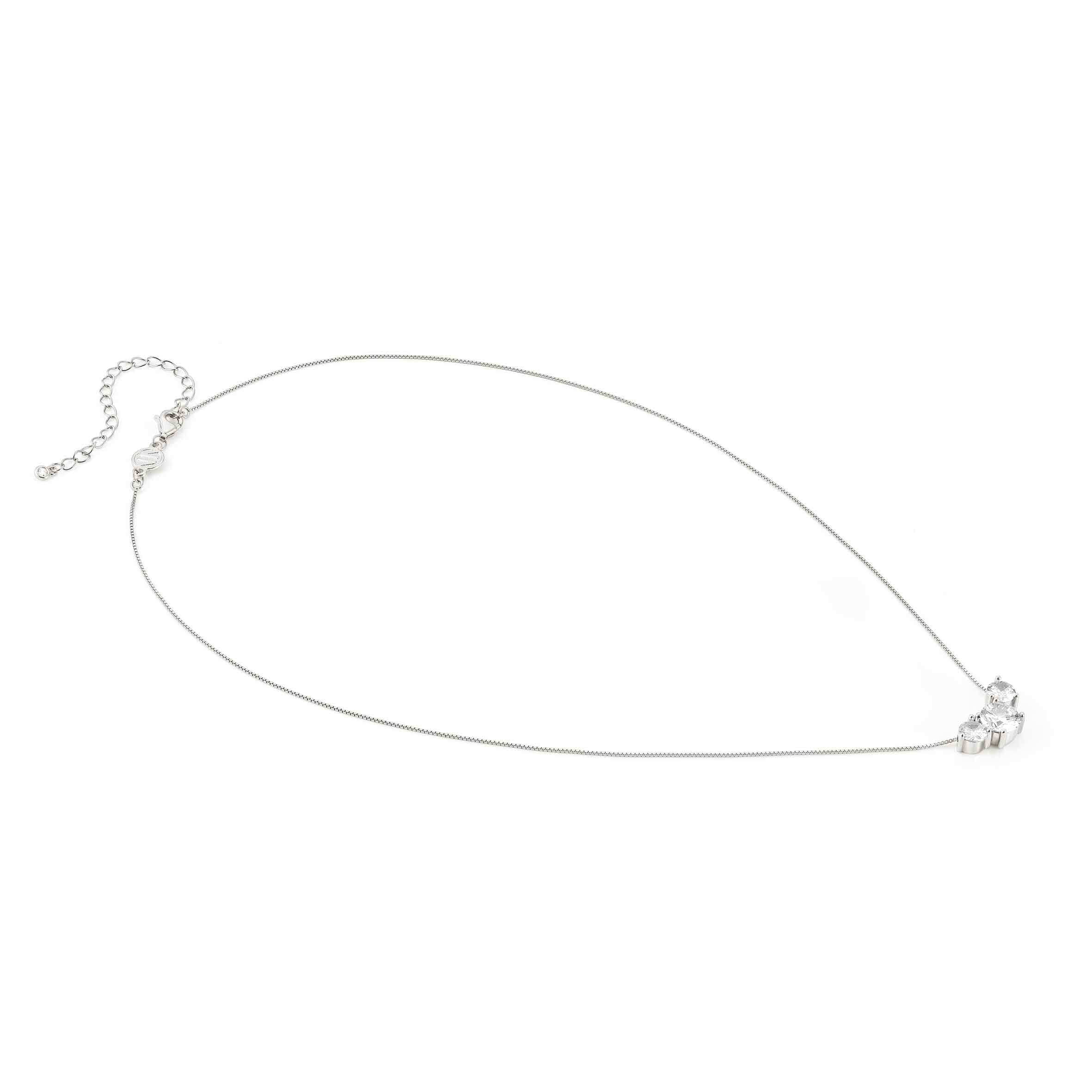 Colour Wave Necklace In Silver & White CZ