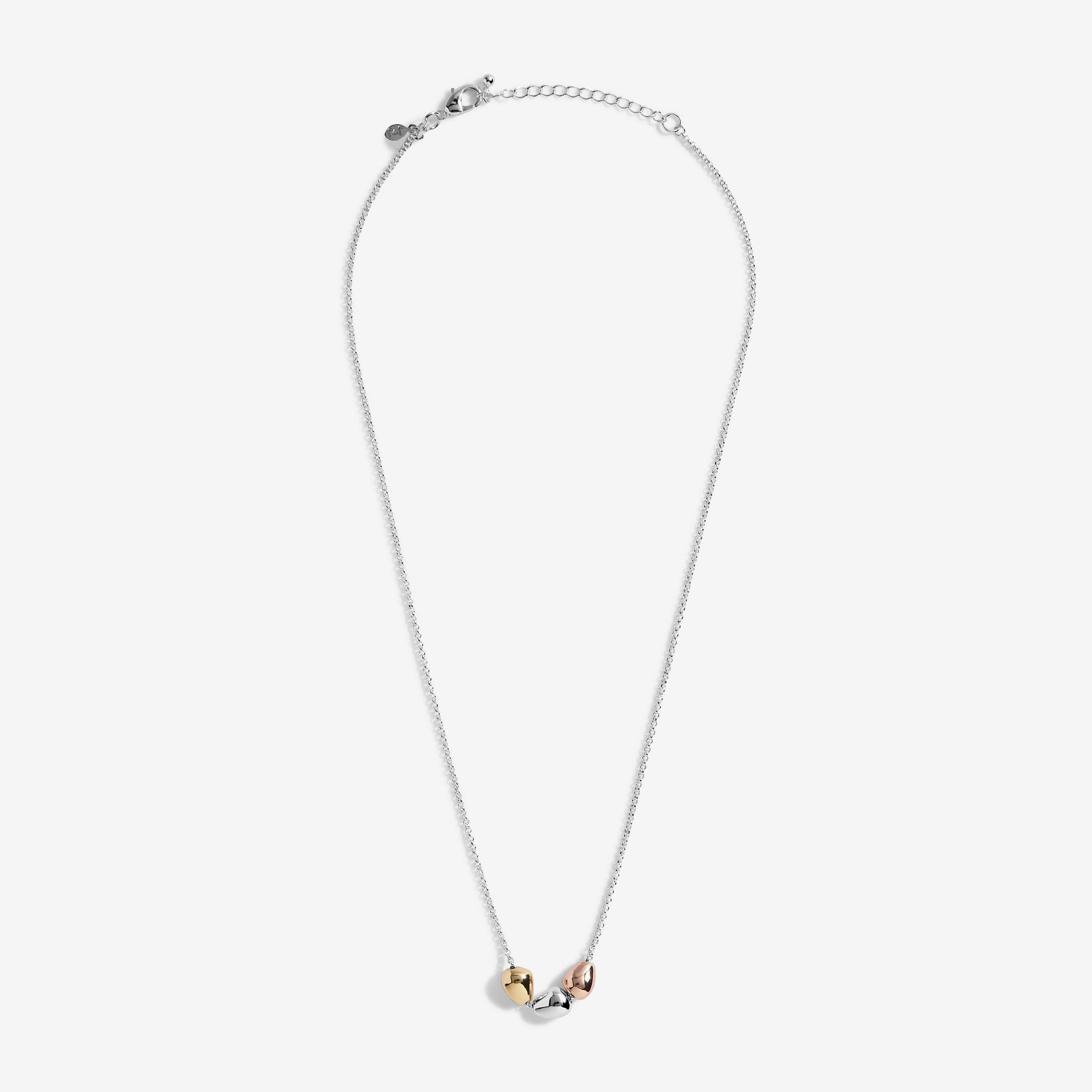 Florence | Pebble Necklace | Silver Rose Gold And Gold | Necklace | 46cm + 5cm Extender