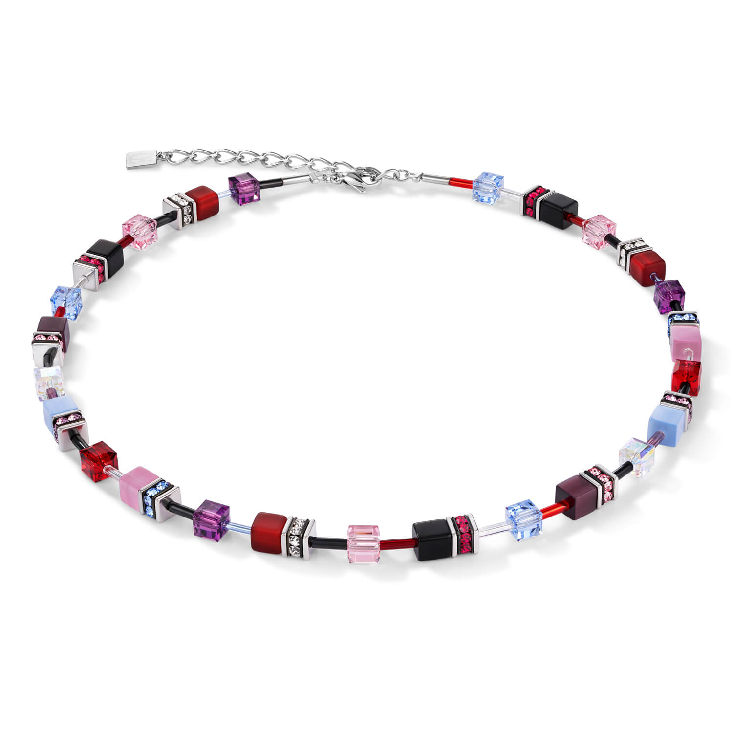 Purple-Red-Blue Geo Cube Necklace