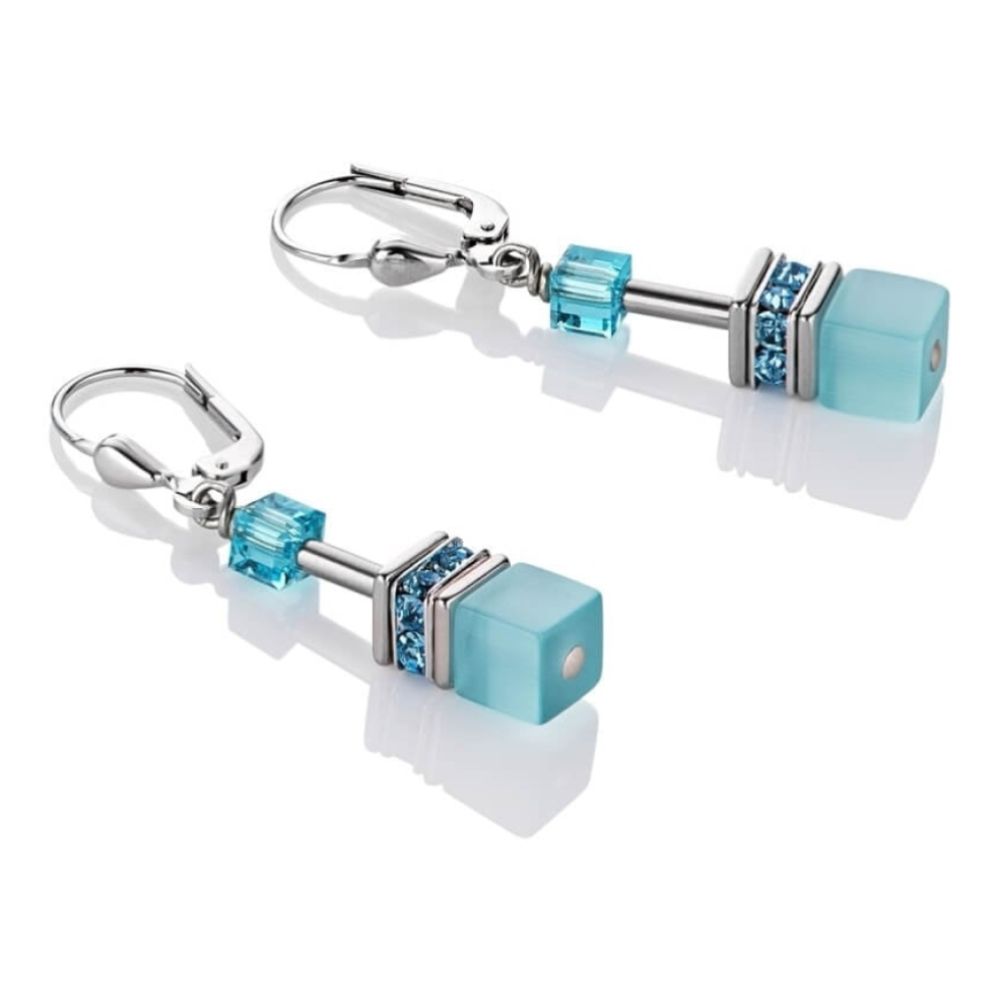 Geo Cube Aqua Earrings