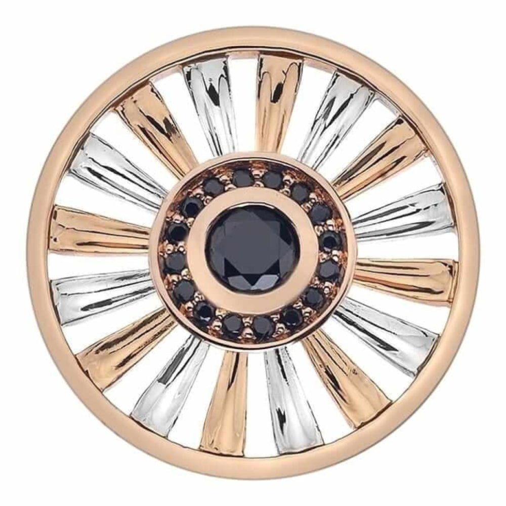 Art Deco Sunrise Silver & Rose Gold Plate Coin - 25 mm