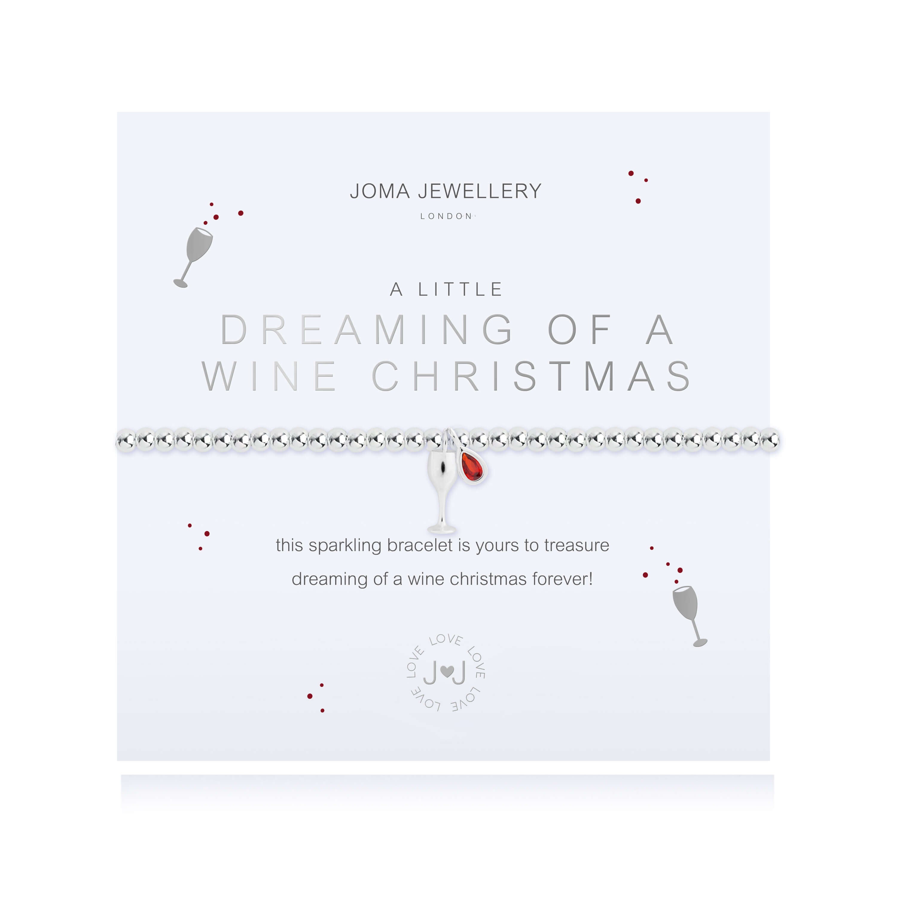 A Little | Dreaming Of A Wine Christmas | Silver | Bracelet | 17.5cm Stretch