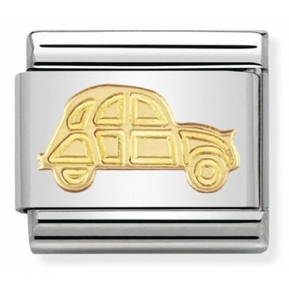 Classic Hippie Car In Stainless Steel With 18k Gold Charm
