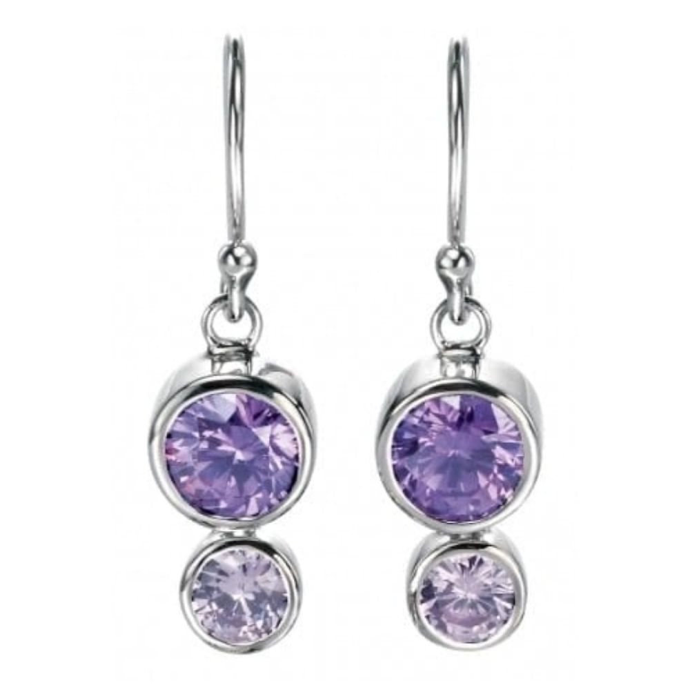 Ladies Purple Cubic Zironia Drop Earrings