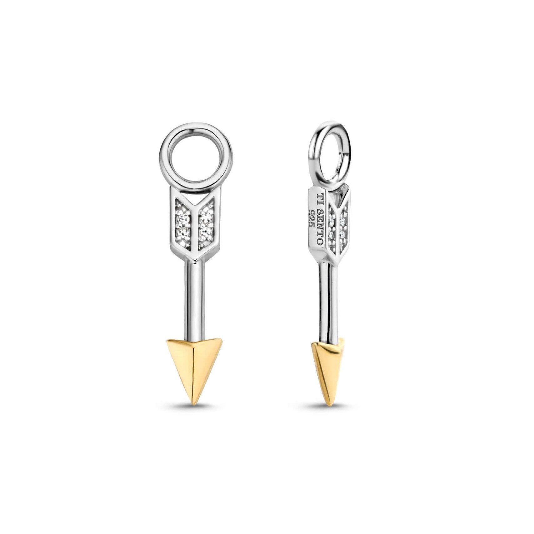 Two Tone CZ Arrow Ear Charm
