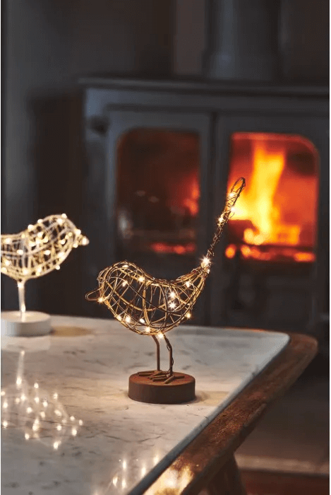 Table Top LED Robin - 20 LED Battery Operated - Copper