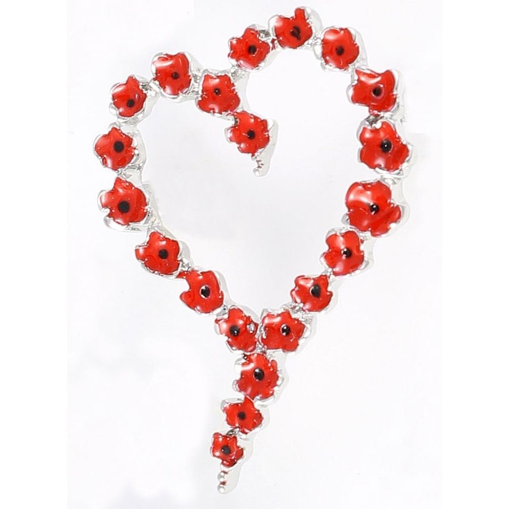 Poppy Heart Wreath Brooch