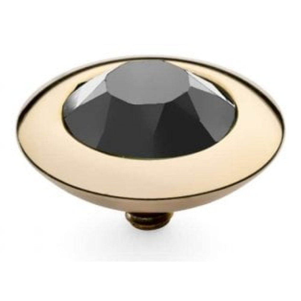 Famosa Gold 13mm Tondo Ring Top Jet Hematite