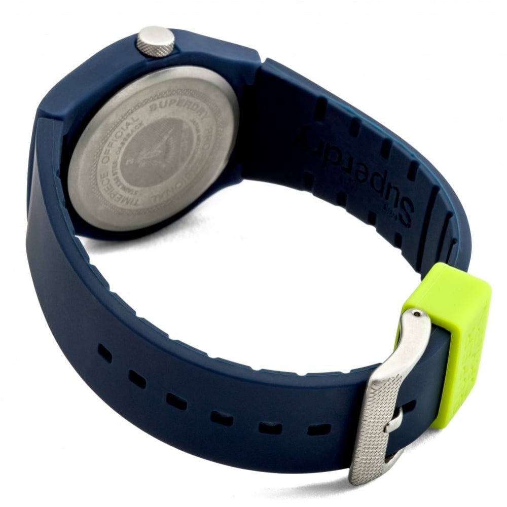 Urban' Navy Silicone Strap Watch With Lime Dial