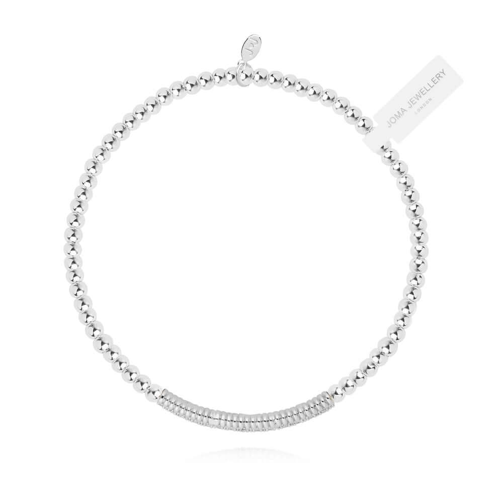 Halo Silver Pave Ball Stretch Bracelet
