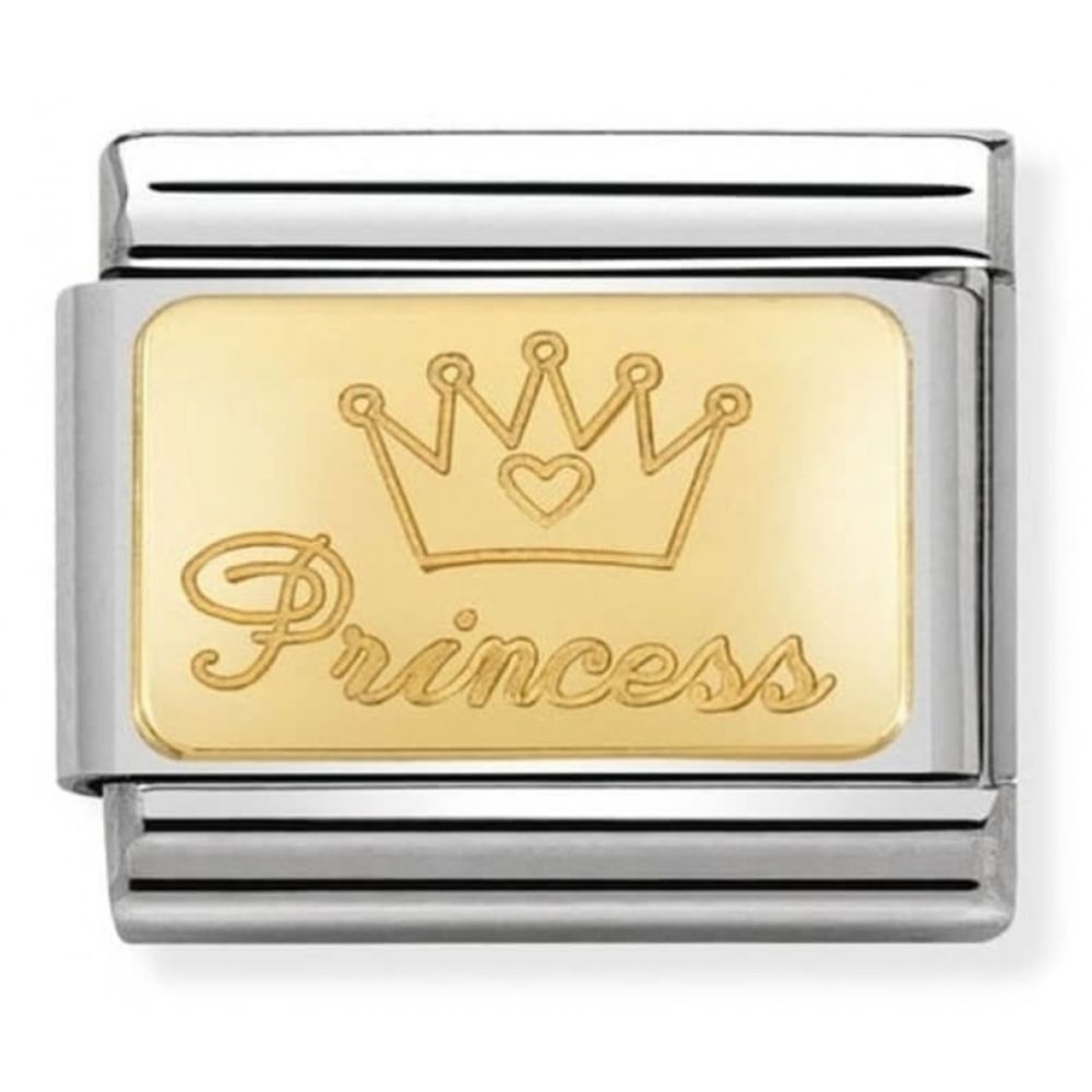 Composable Classic Engraved Princess In Stainless Steel With 18k Gold Charm