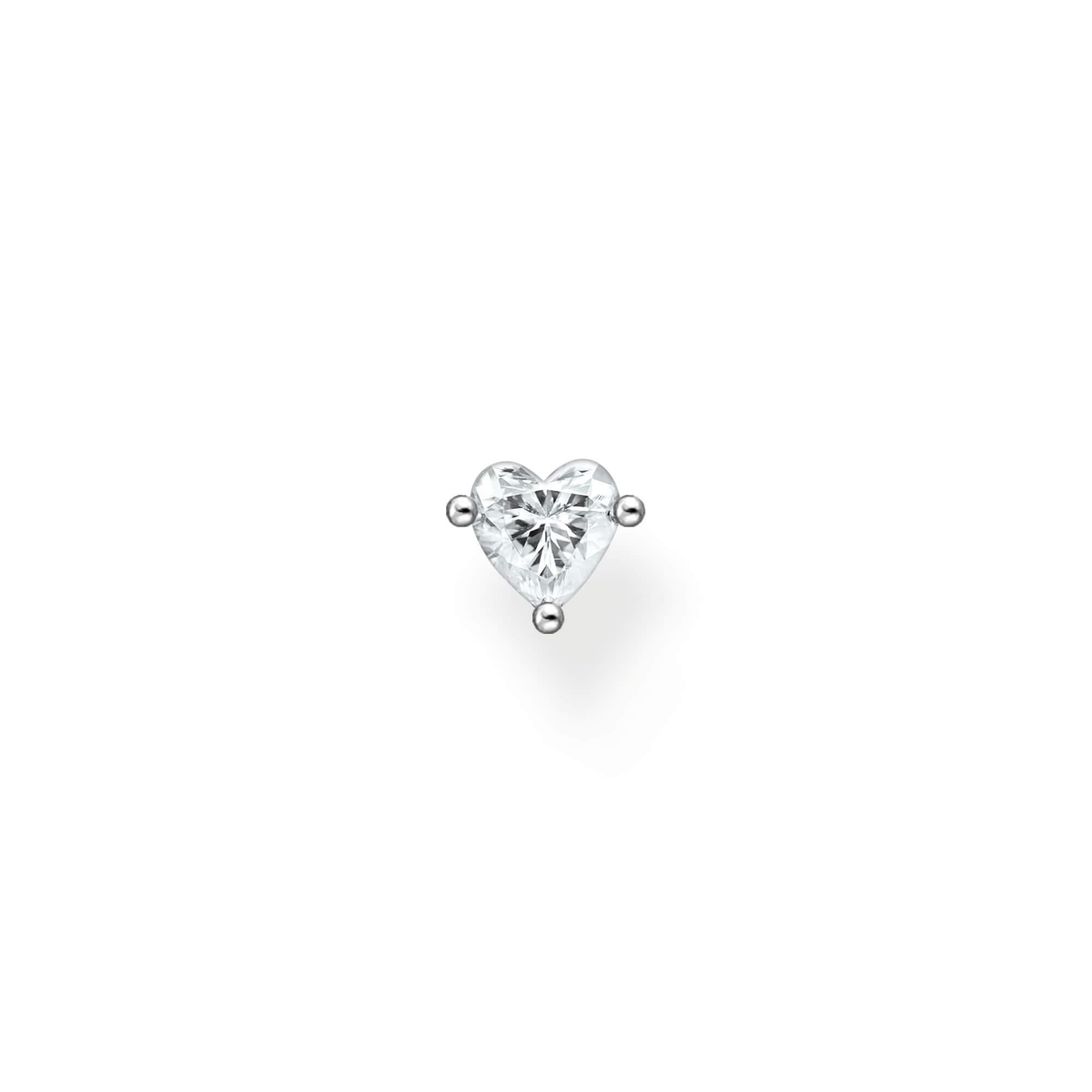 Single Heart Ear Stud With CZ