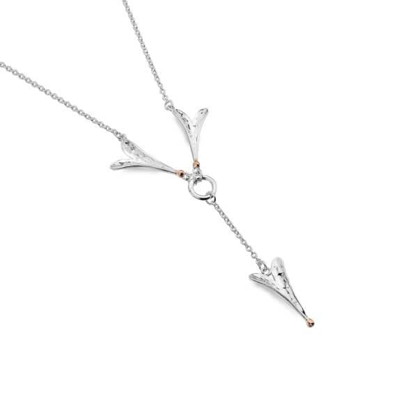 Origins Long Heart With RG Balls Pendant Necklace