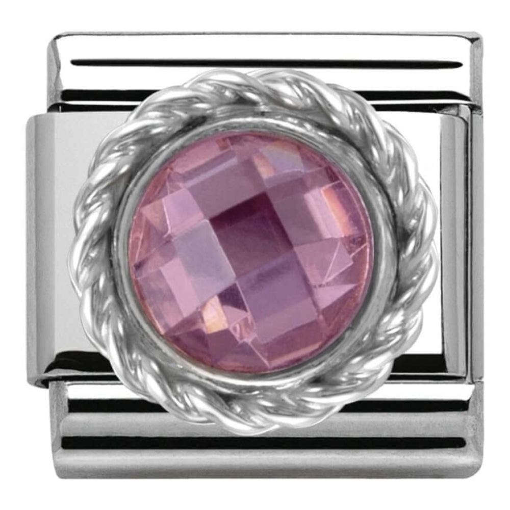Classic Silver Setting Pink Circular Stone CZ Link