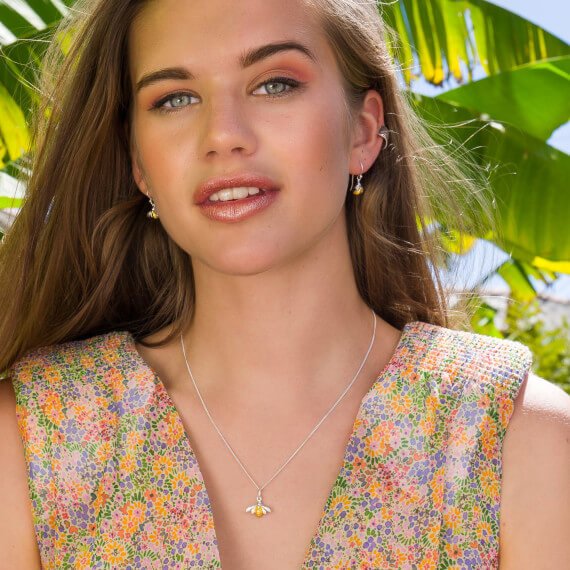Origins Bee With Gold Plated Body Pendant Necklace