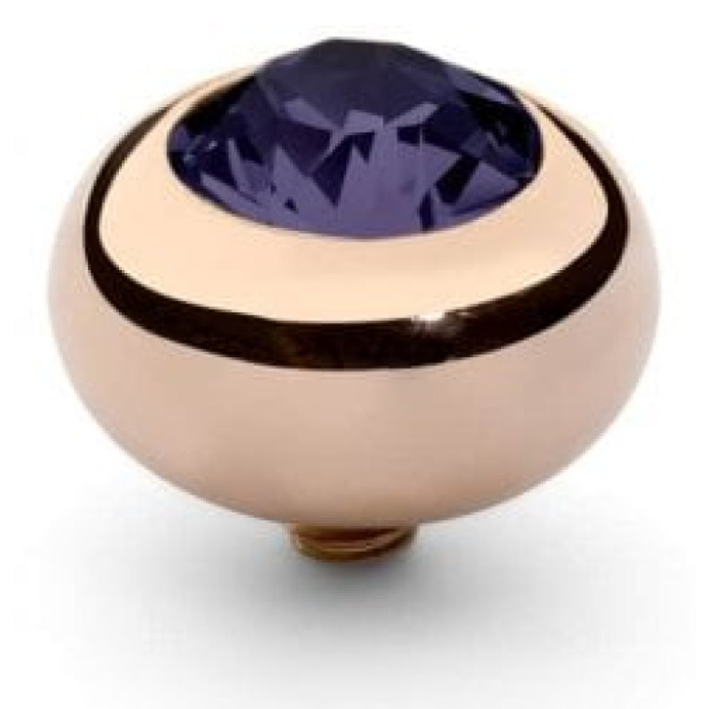Famosa Rose Gold 10mm Tondo Ring Top Purple Velvet