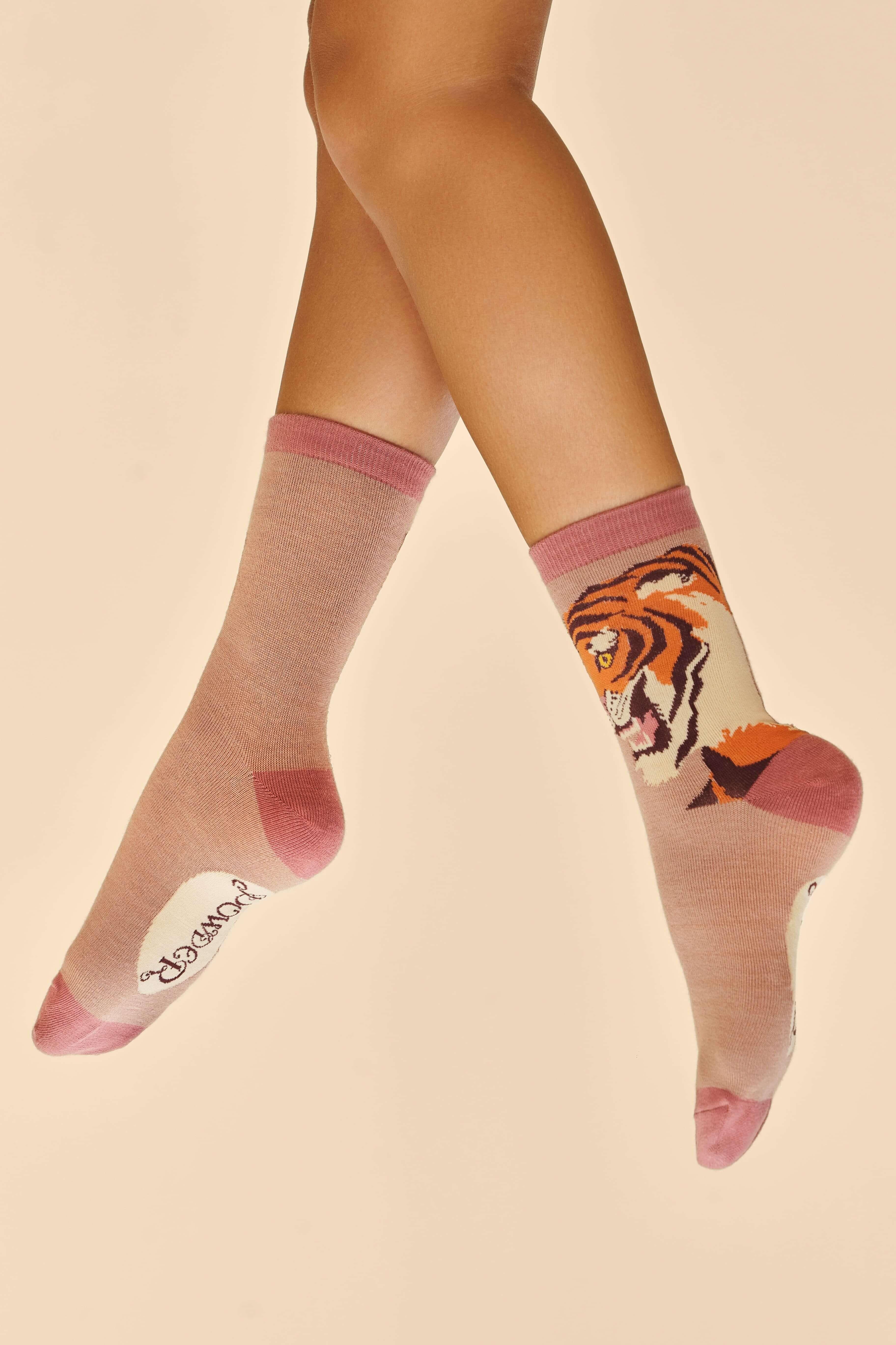 Thrill of the Tiger Ankle Socks - Dusky Rose