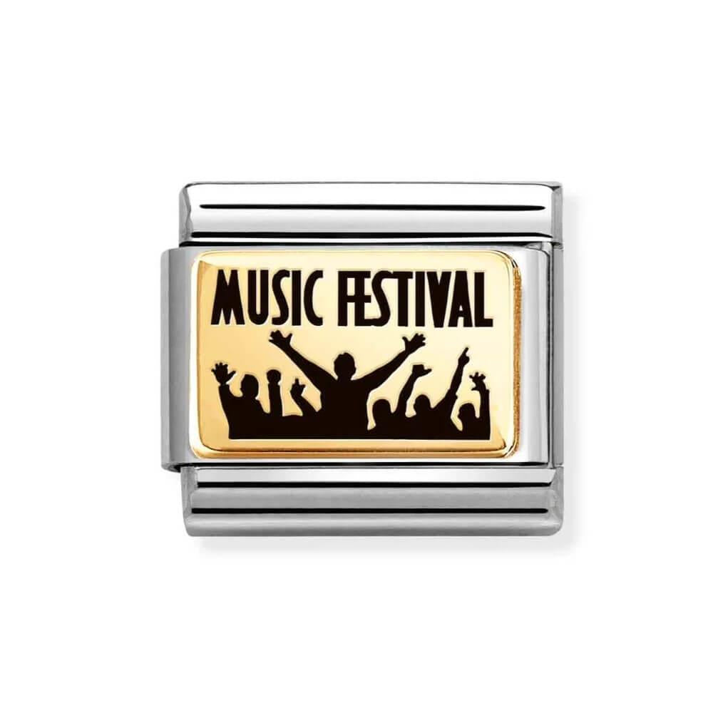 Composable Classic Link Music Festival In 18K Gold & Black Enamel