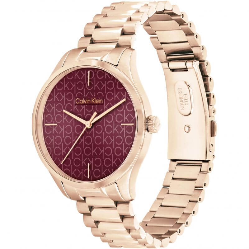 Iconic Burgundy CK Dial RG Bracelet Unisex Watch