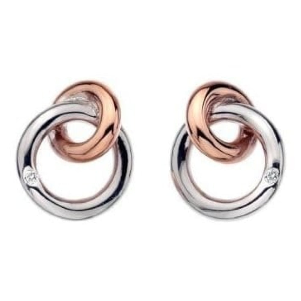 Eternity Silver & 18ct Rose Gold Vermeil Interlocking Stud Earrings