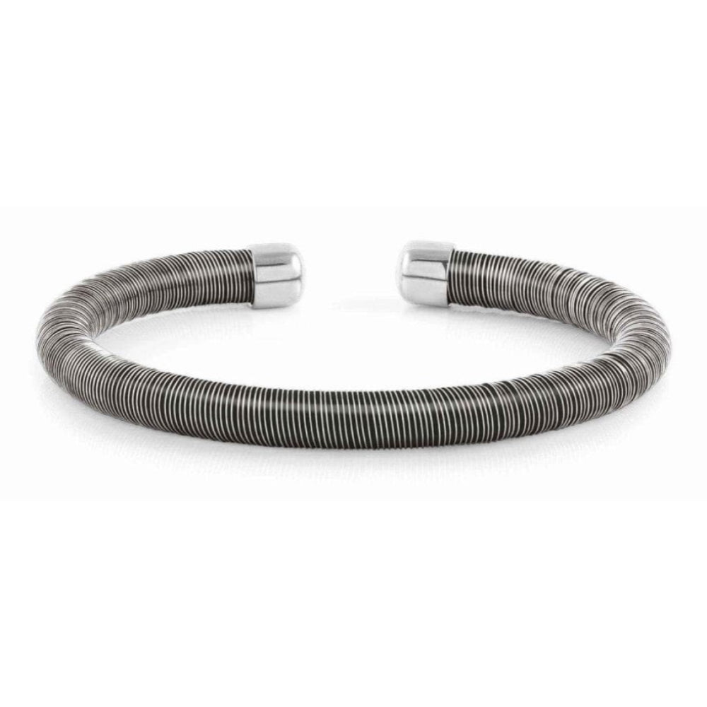 Essenzia Synthetic Rubber And 925 Silver Bracelet (001_Black)