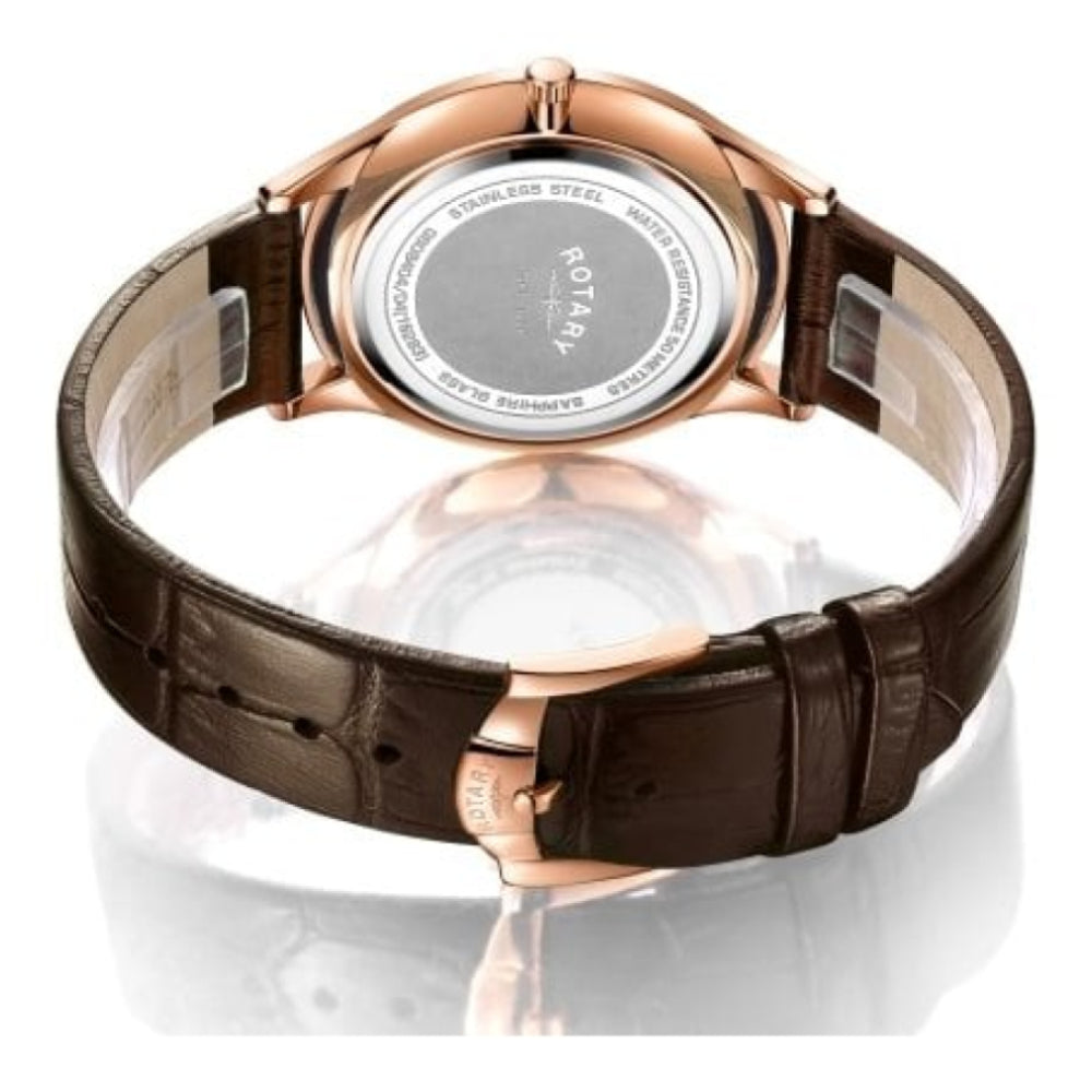 Rotary Ultra Slim Rose Gold Stainless Steel Watch