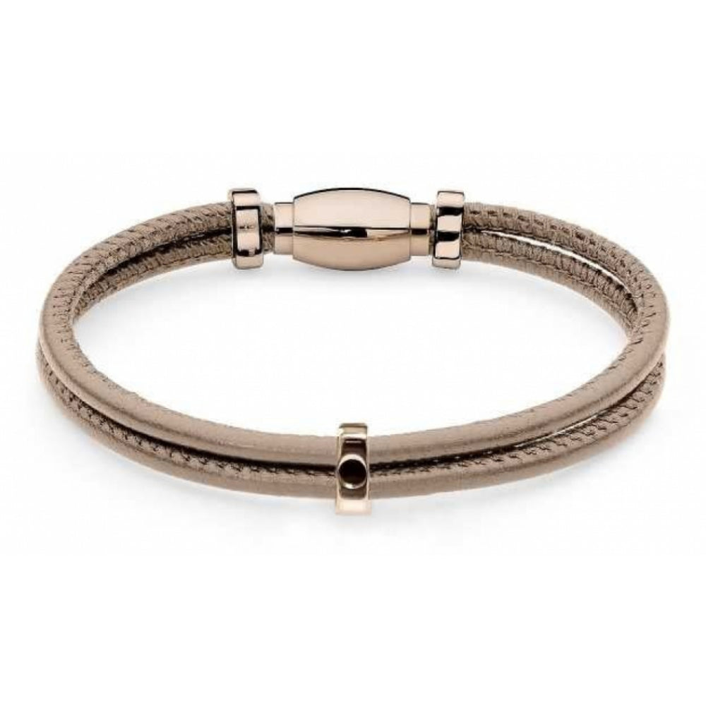 Famosa Beige Leather Bracelet With Rose Gold Clasp