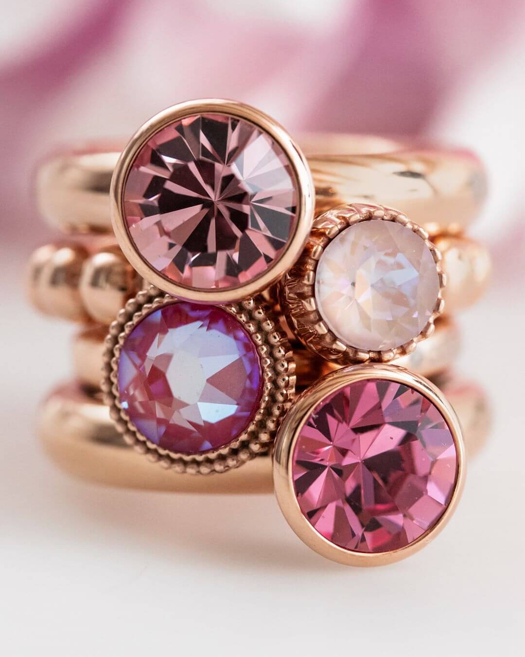 Famosa Rose Gold 10mm Bottone Ring Top Light Rose