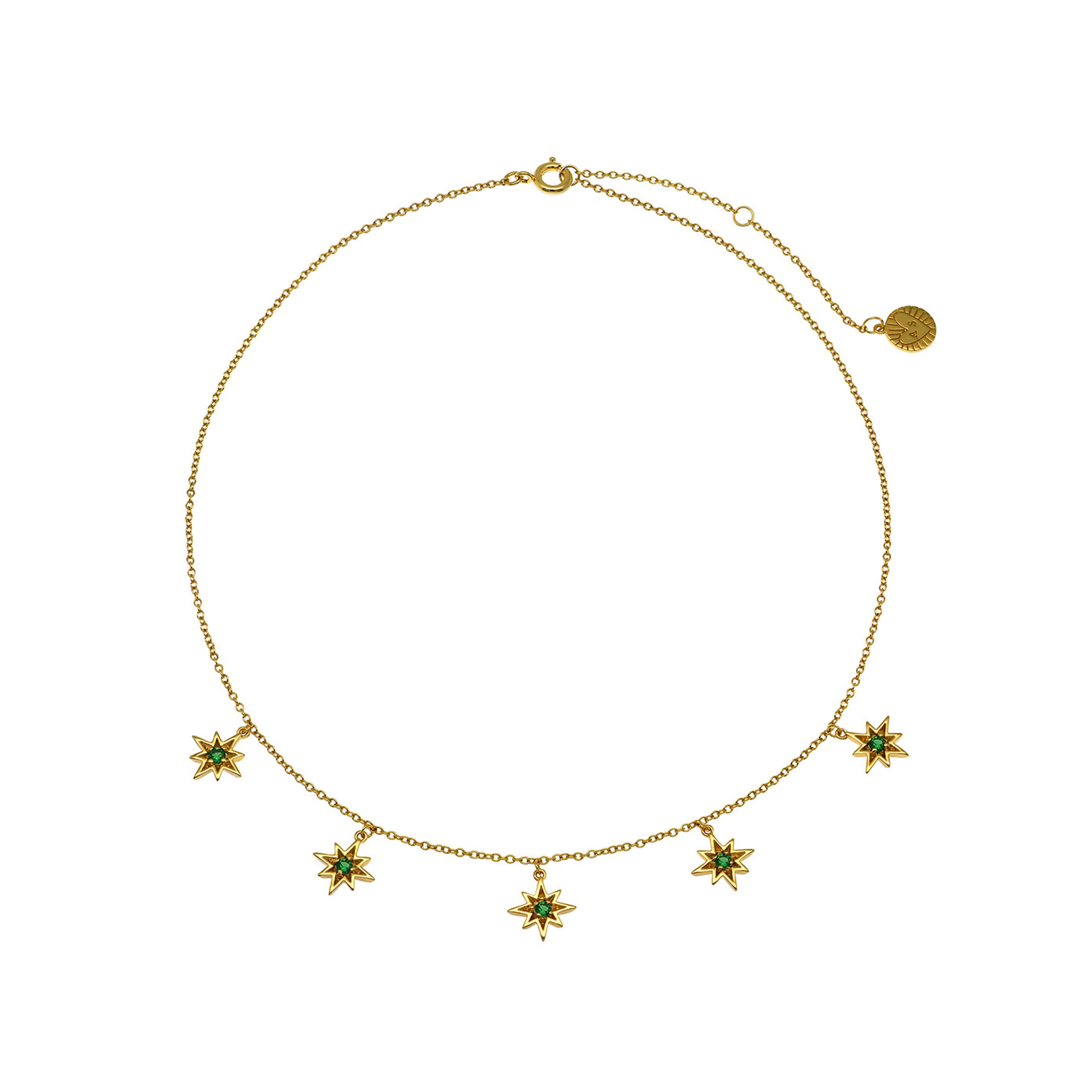 Ziggy Tiny Star Choker Necklace In Emerald & Gold